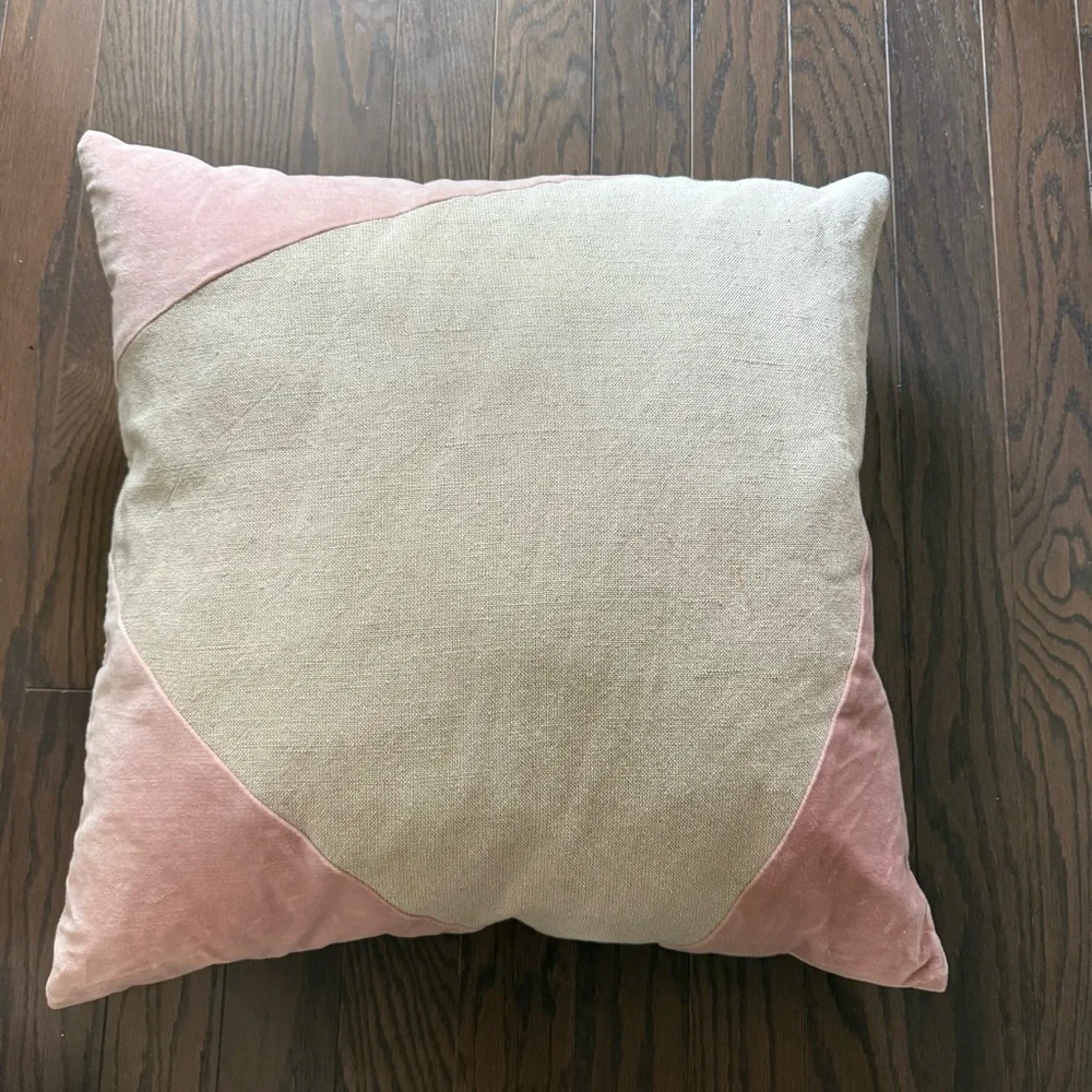 West Elm Linen Velvet Rose Accent Pillow 24”x24”